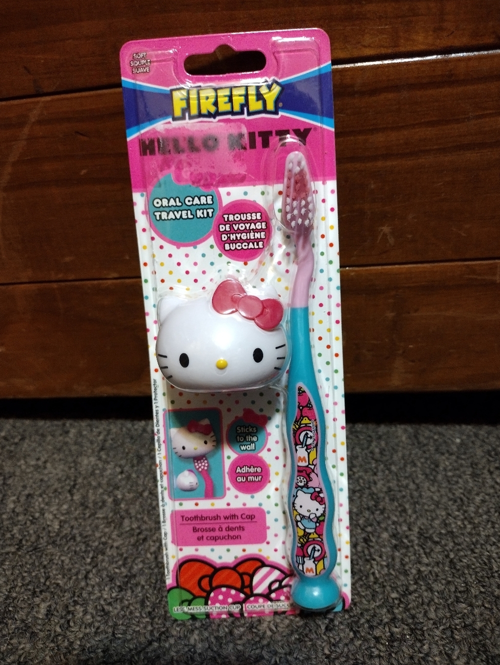 Hello Kitty Pink White Blue Kids Travel Toothbrush with Cap